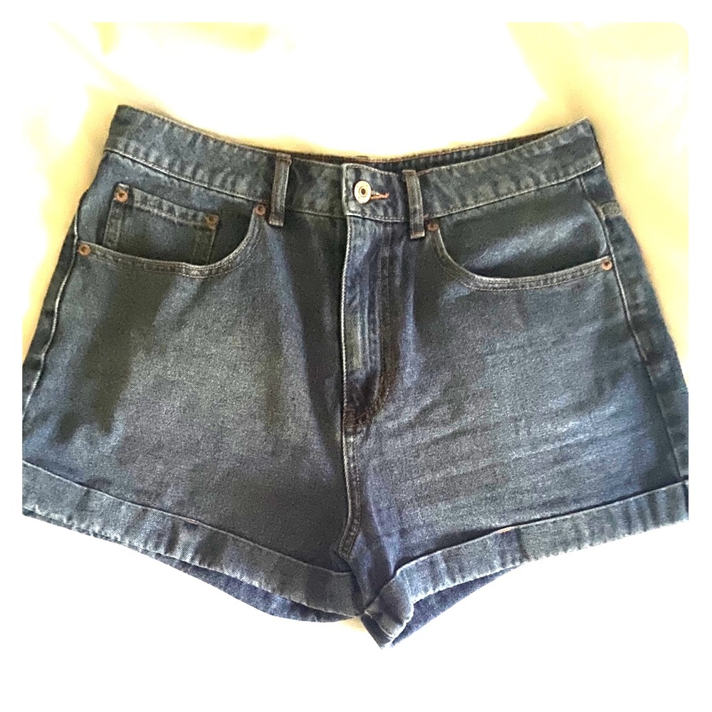 Forever 21 High-Rise Dark Blue Denim Jean Shorts
